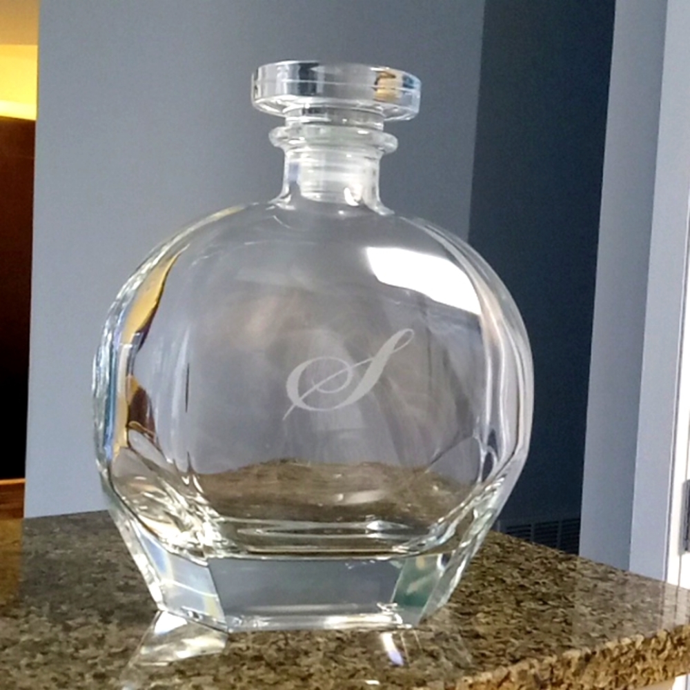 New Engraved S Glass Decanter